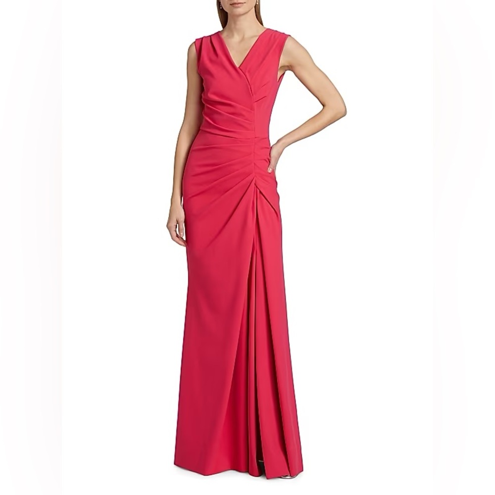 NWT Chiara Boni Pink Sleeveless Ruffle Gown Large 48  10 12